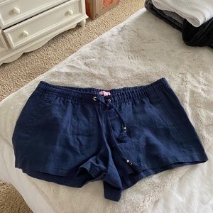 Lily Pulitzer Navy Blue Linen Shorts (XL)
